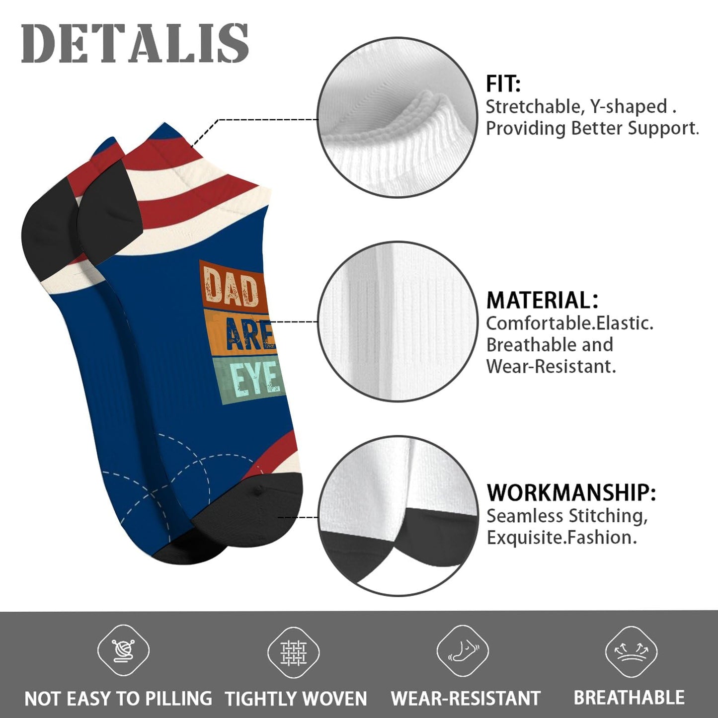 Dad Jokes Are How Eye Roll Mens Socks Crew Short Sock Women