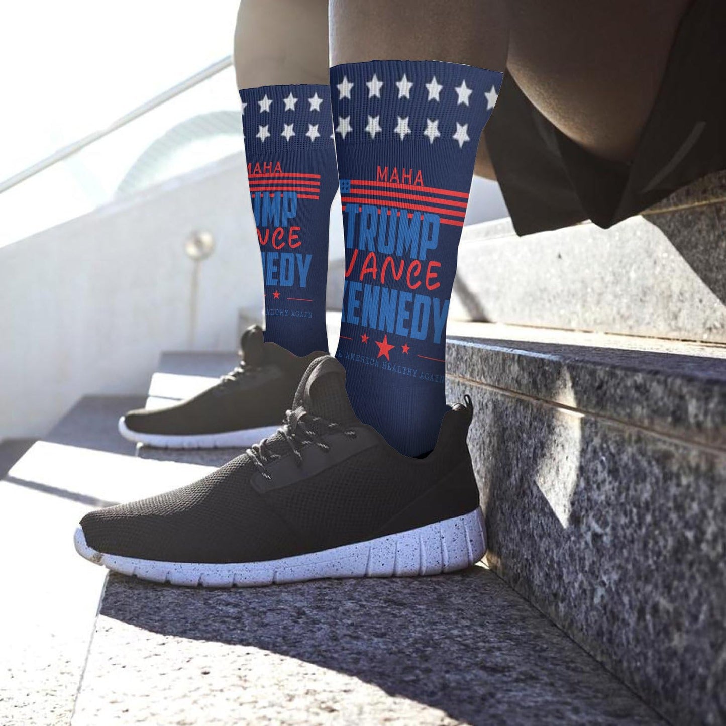 MAHA Make America Healthys Again US Patriotics 4th of July Socks for Women Half Calf Sock Colorful Fancy Crazy Design socks Unisex Novelty Gifts for Boyfriends