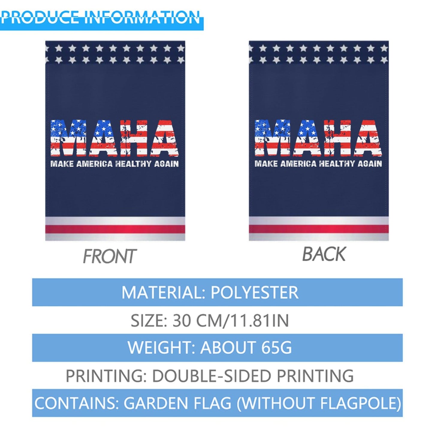 MAHA Make America Healthys Again US Patriotics 4th Of July Yard Flags One Size Double Sided Hilarious Yard Flag Double Sided For Rustic House Flag