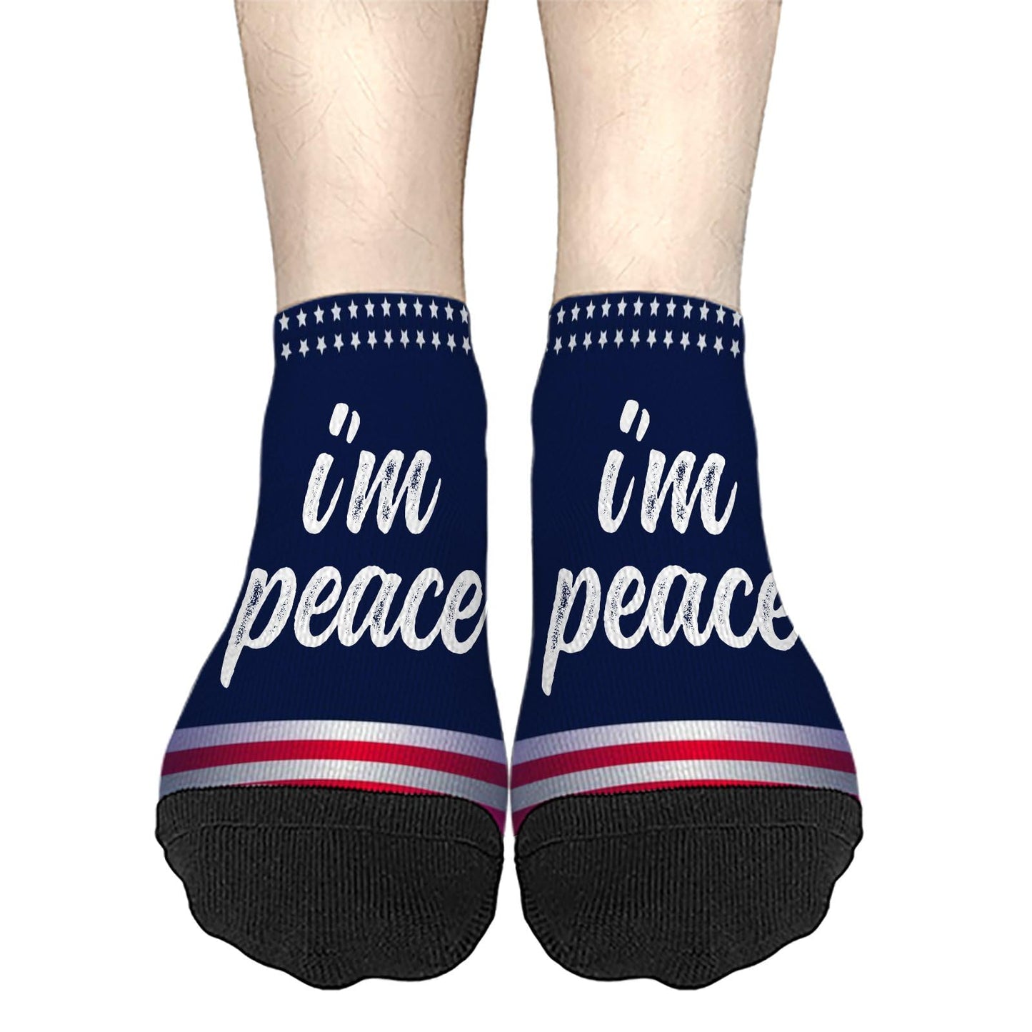 Funny Matching Couple Outfits I Come In Peace I'm Peace Mens Dress Socks Low Cut Sock For Mens