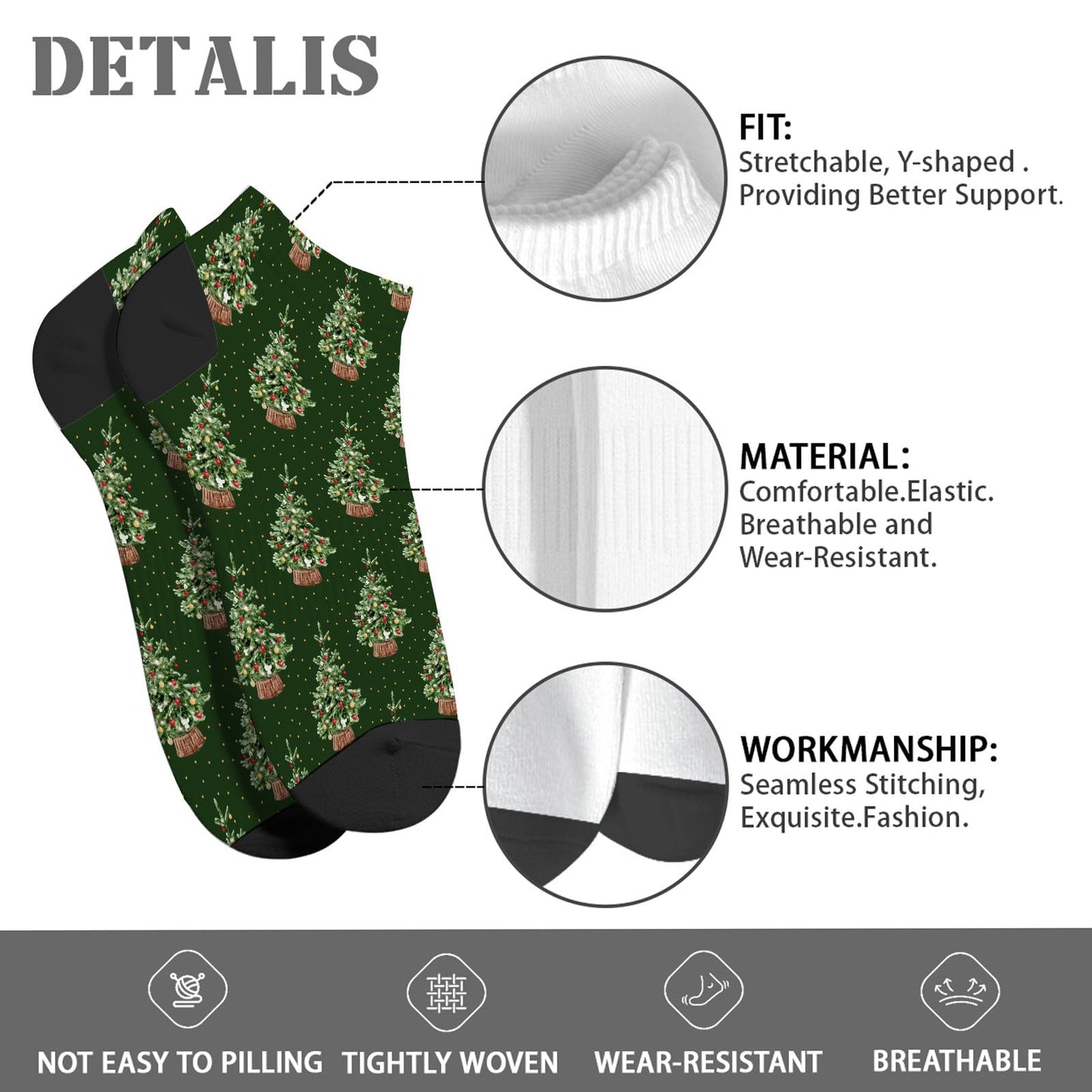 Funny Christmas Pattern Womens Cotton Socks Low Cut Socks For Men