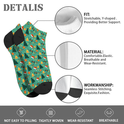 Christmas Pattern Men's Ankle Dress Socks - Funny Designs