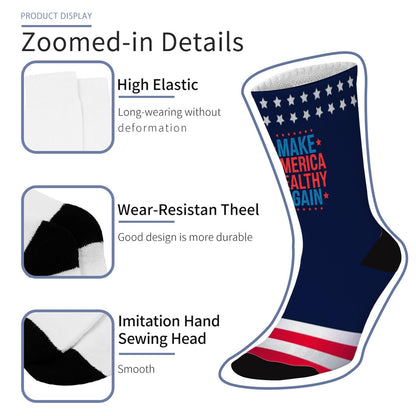 Make America Healthys Again Tees Gifts Socks for Women Half Calf Sock Colorful Fancy Crazy Design socks Unisex Novelty Gifts for Him