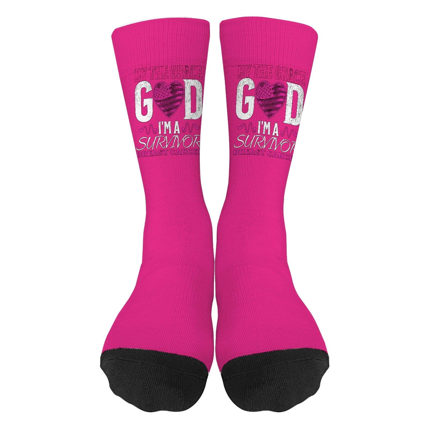 Survivor Breast Cancer Support Socks - Colorful Fancy Design