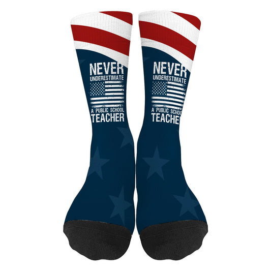 Never Underestimate A Public School Teacher Cool 2024 Trendy Mens Dress Socks