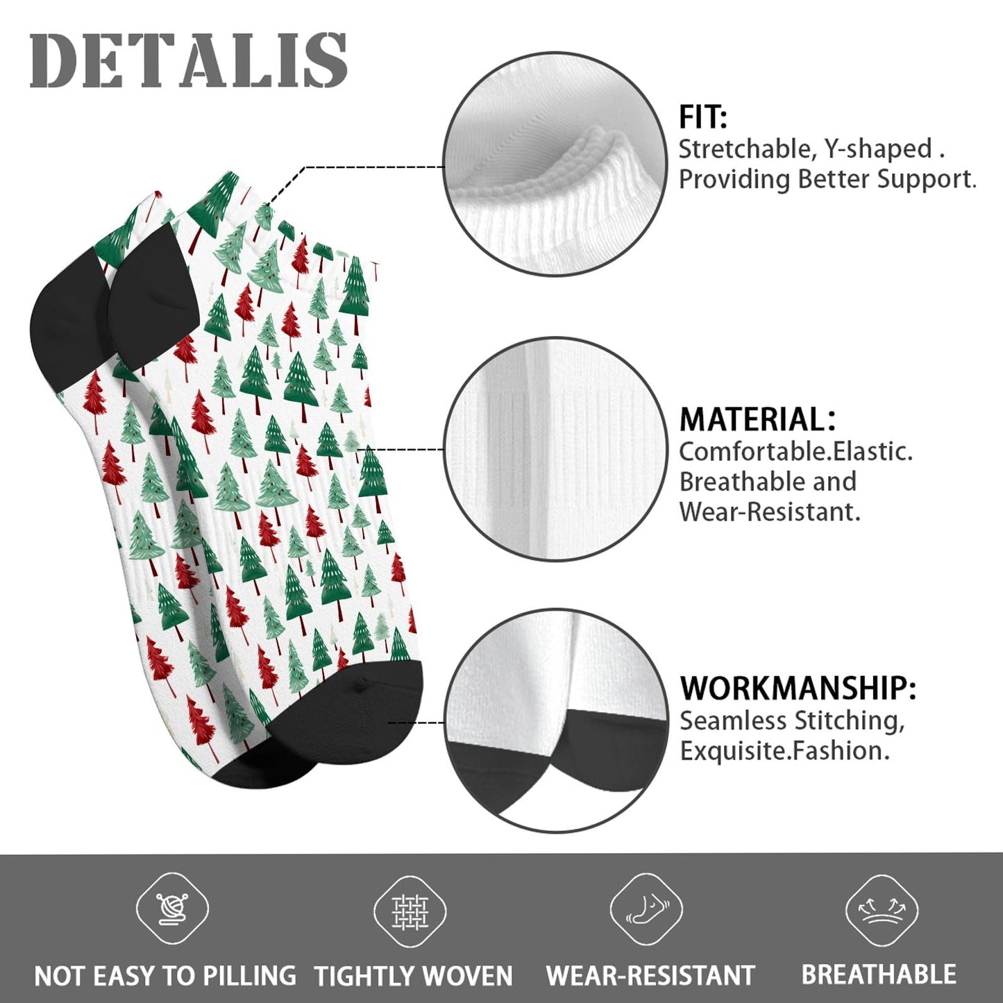 Funny Christmas Pattern No Show Socks Men Cotton Sock Mens