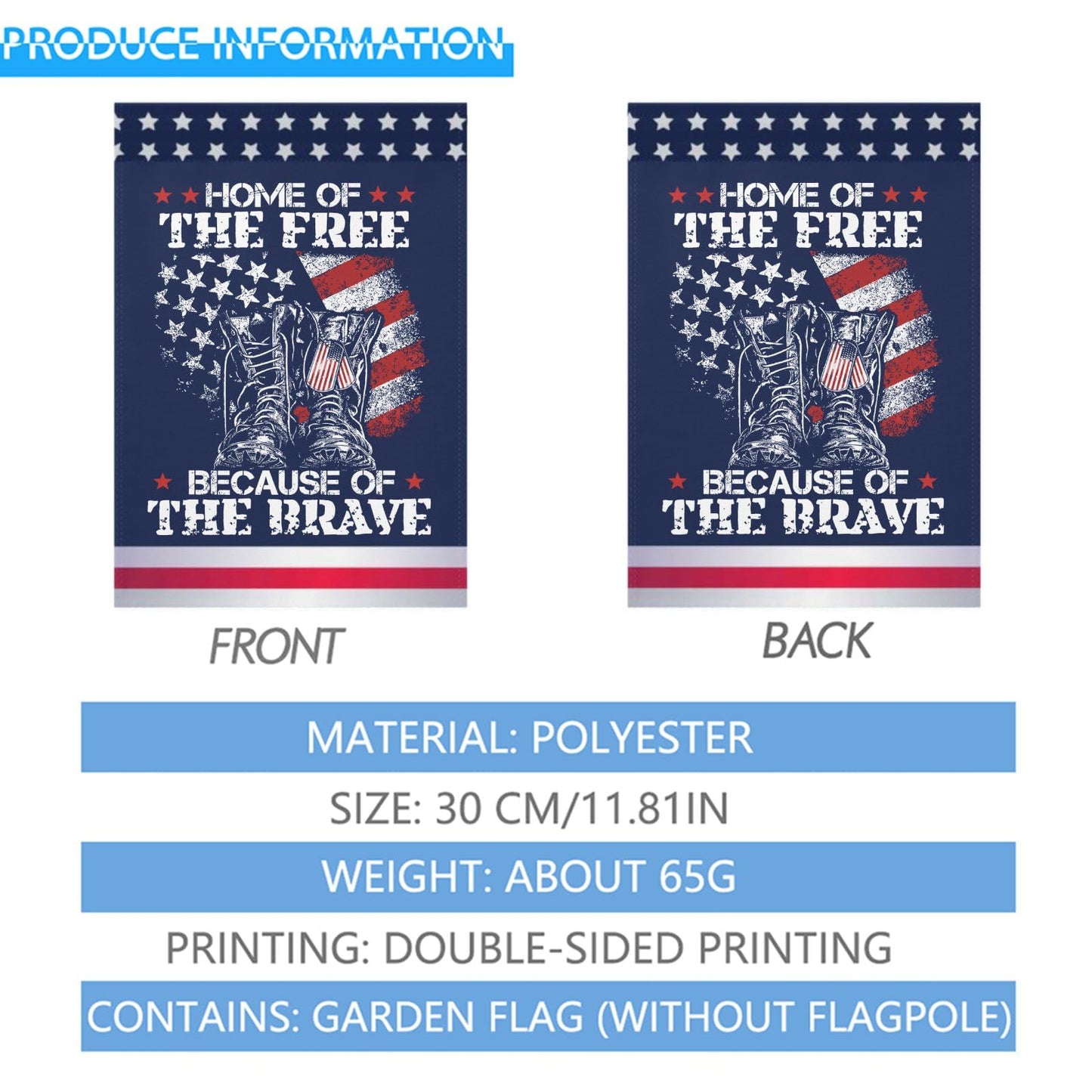 Home Of The Frees Because Of The Brave Yard Flags One Size Art Yard Flags Double Sided Outdoor Small Garden Flag