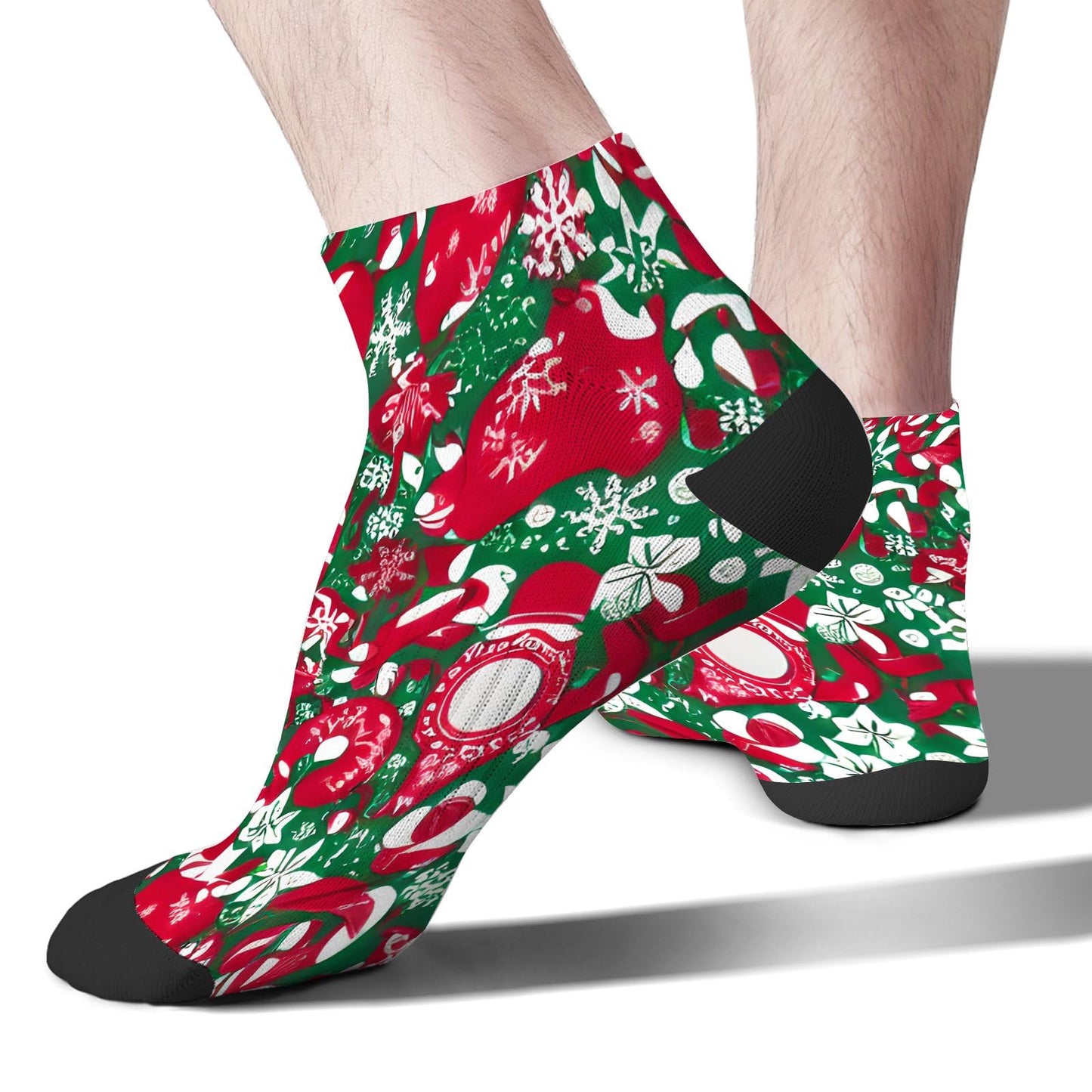 Funny Christmas Pattern No Show Socks Men Cotton Sock Mens