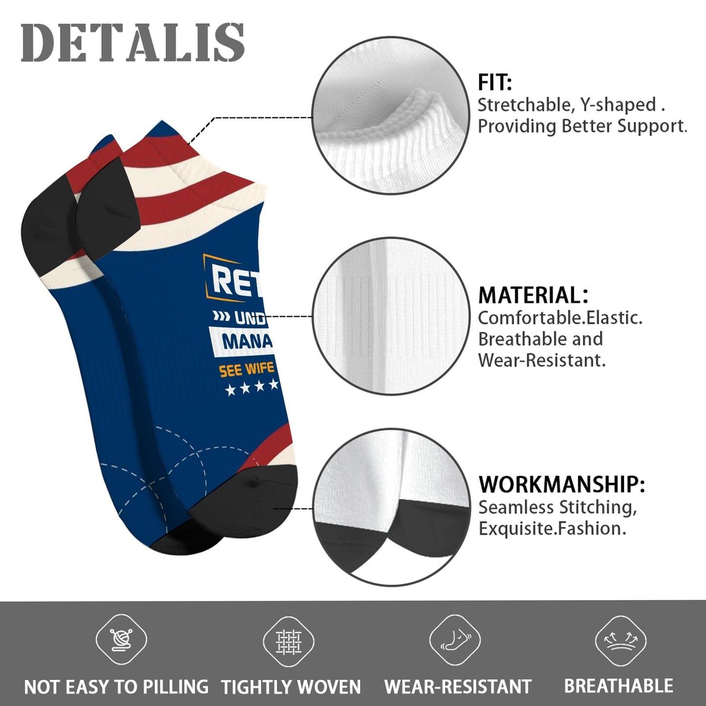 Retired Under New Management See Grandkids For Details Girls Crew Socks Casual Women's Sock