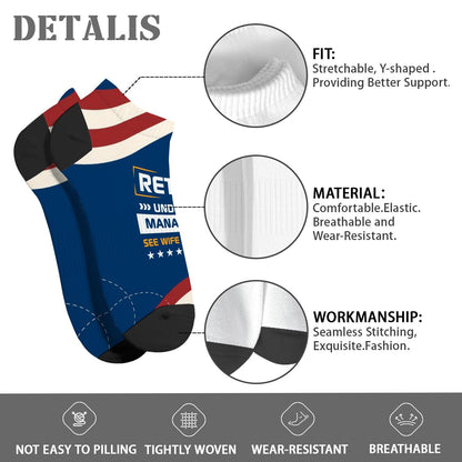 Retired Under New Management See Grandkids For Details Girls Crew Socks Casual Women's Sock