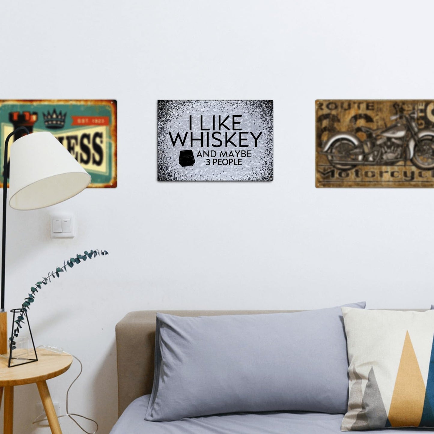 I Like Whiskey And Maybe 3 People Galvanized Tin Sign Metal Wall Decor For Dorm