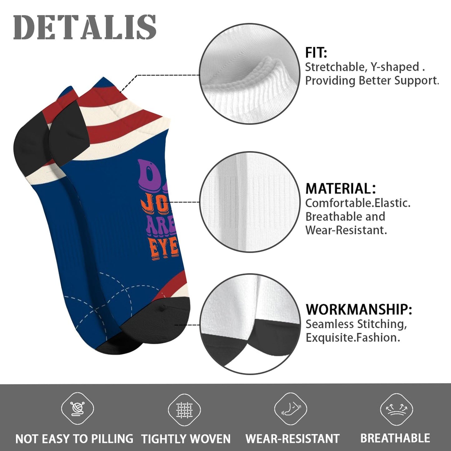 Dad Jokes Are How Eye Roll Mens Socks Crew Short Sock Women