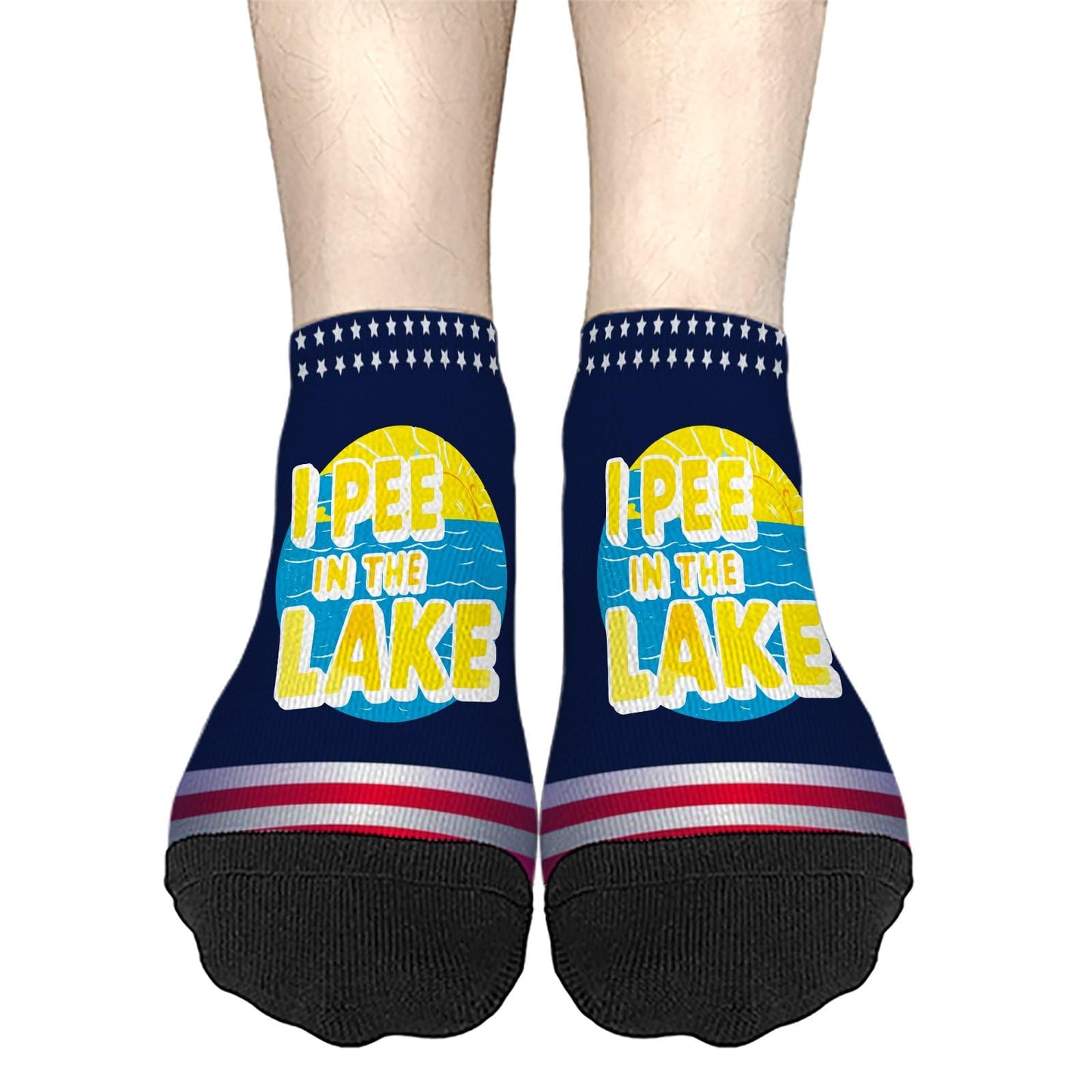 I Pee In The Lake Funny Vacation Partys Mens Crew Socks Crew Sock Women