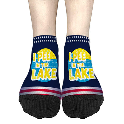 I Pee In The Lake Funny Vacation Partys Mens Crew Socks Crew Sock Women