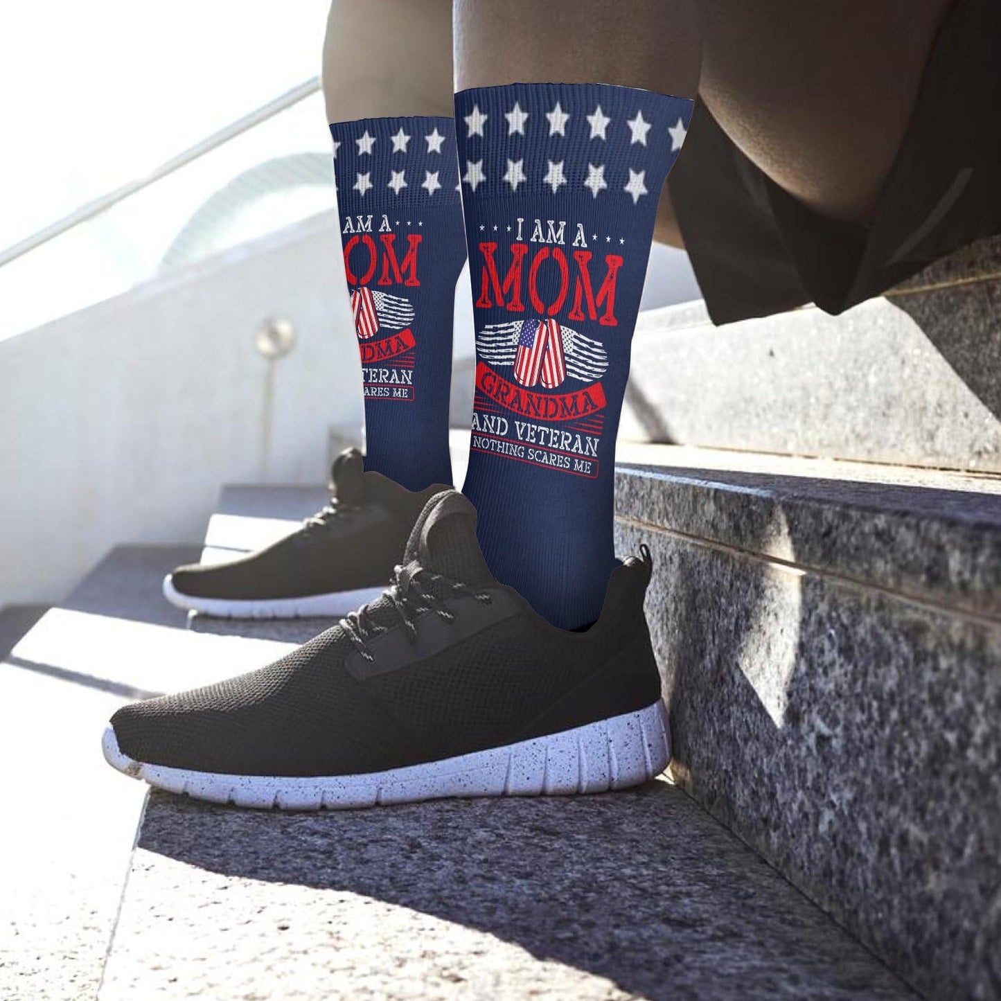 Fearless Mom Grandma Veteran Half Calf Socks