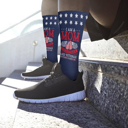 Fearless Mom Grandma Veteran Half Calf Socks