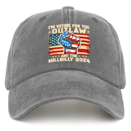 Outlaw & Hillbilly 2024 US Flag Cap - Funny Trucker Hat