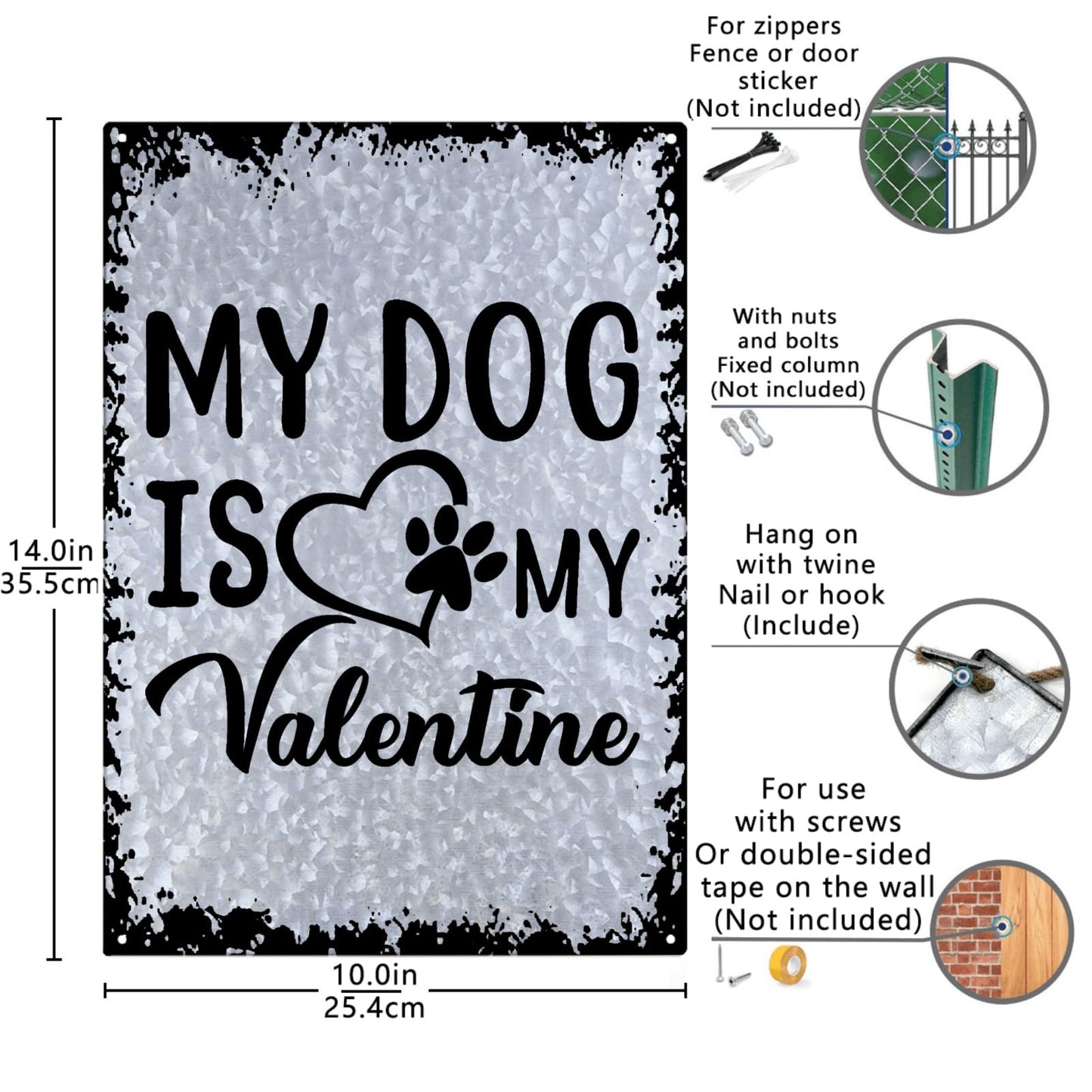 My Dog, My Valentine Tin Sign - Room Decor