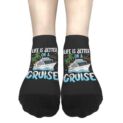 Generic Life Is Better On A Cruise Cotton Socks Crew Mens Socks, White