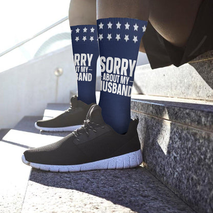 Sorry About My Husband Socks for Women Half Calf Sock Colorful Fancy Crazy Design socks Unisex Novelty Gifts for Dad