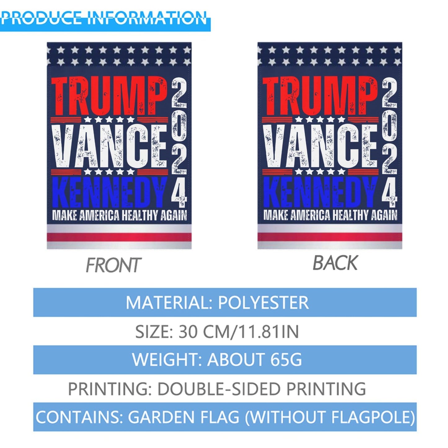 Make America Healthys Again Trump Vances Kenedy House Flag One Size Humorous Yard Flag For Beach House Flags