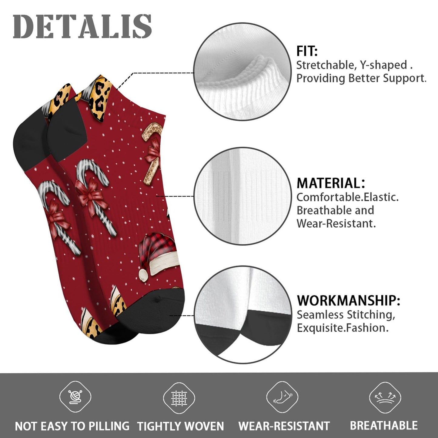 Funny Christmas Pattern Low Cut Socks Men Short Men's Sock