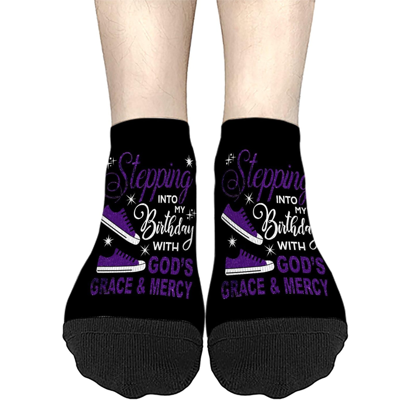 Step Into My March Girl Birthday Mens No Show Socks Crew Sock Men