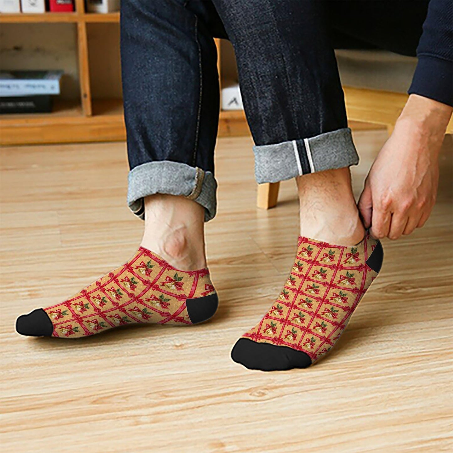 Funny Christmas Pattern Boys Ankle Socks Low Cut For Men Socks