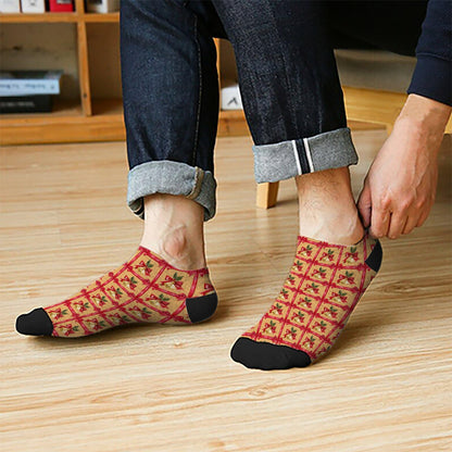 Funny Christmas Pattern Boys Ankle Socks Low Cut For Men Socks