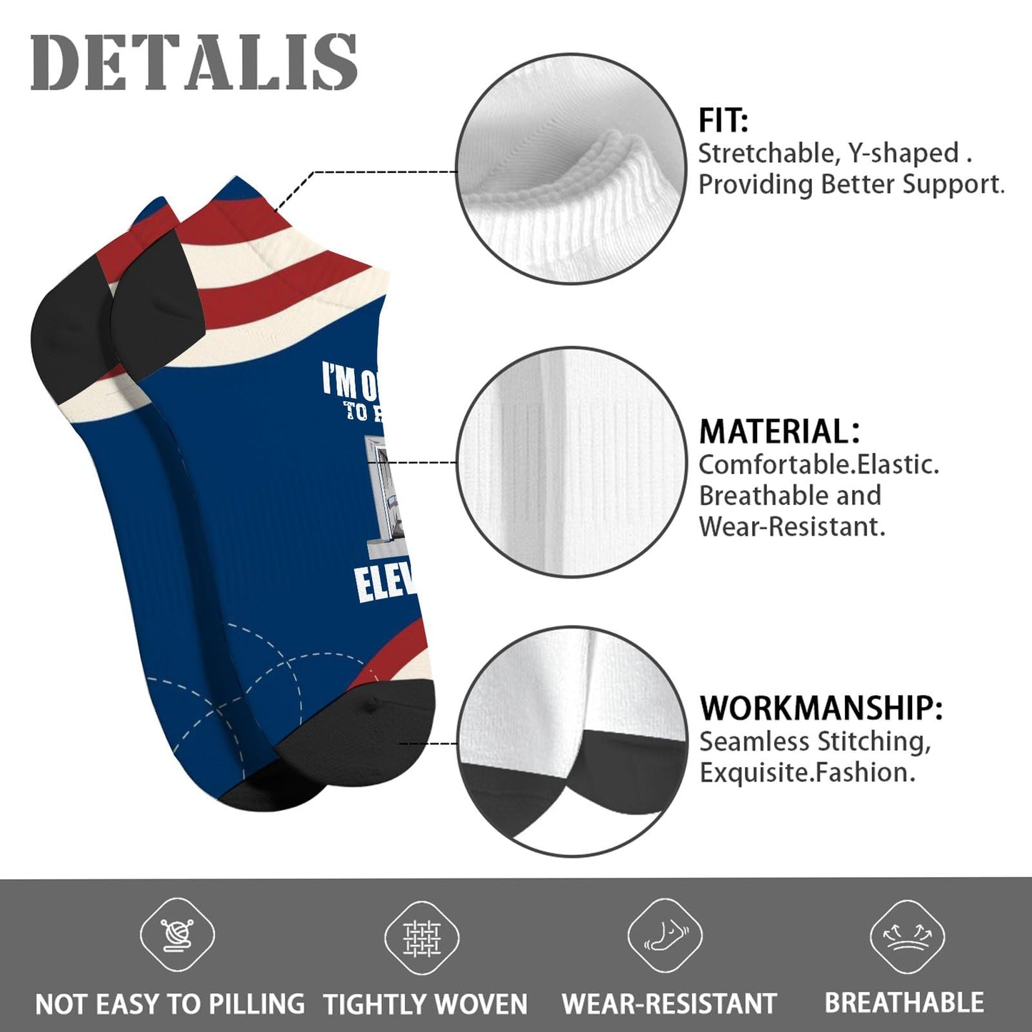 I'm Onlys Here To Ride The Elevator Short Socks For Women Short Sock For Women's