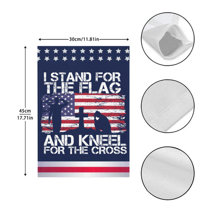 Inspirational Double Sided House Flag - Stand for the Flag, Kneel for the Cross