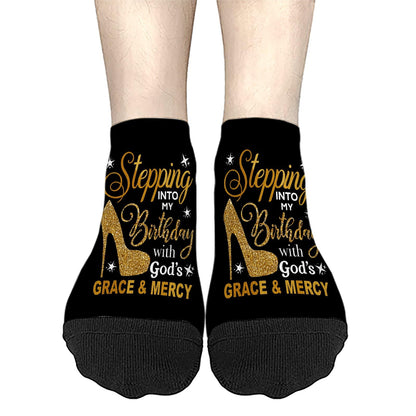 Step Into My March Girl Birthday Mens No Show Socks Crew Sock Men