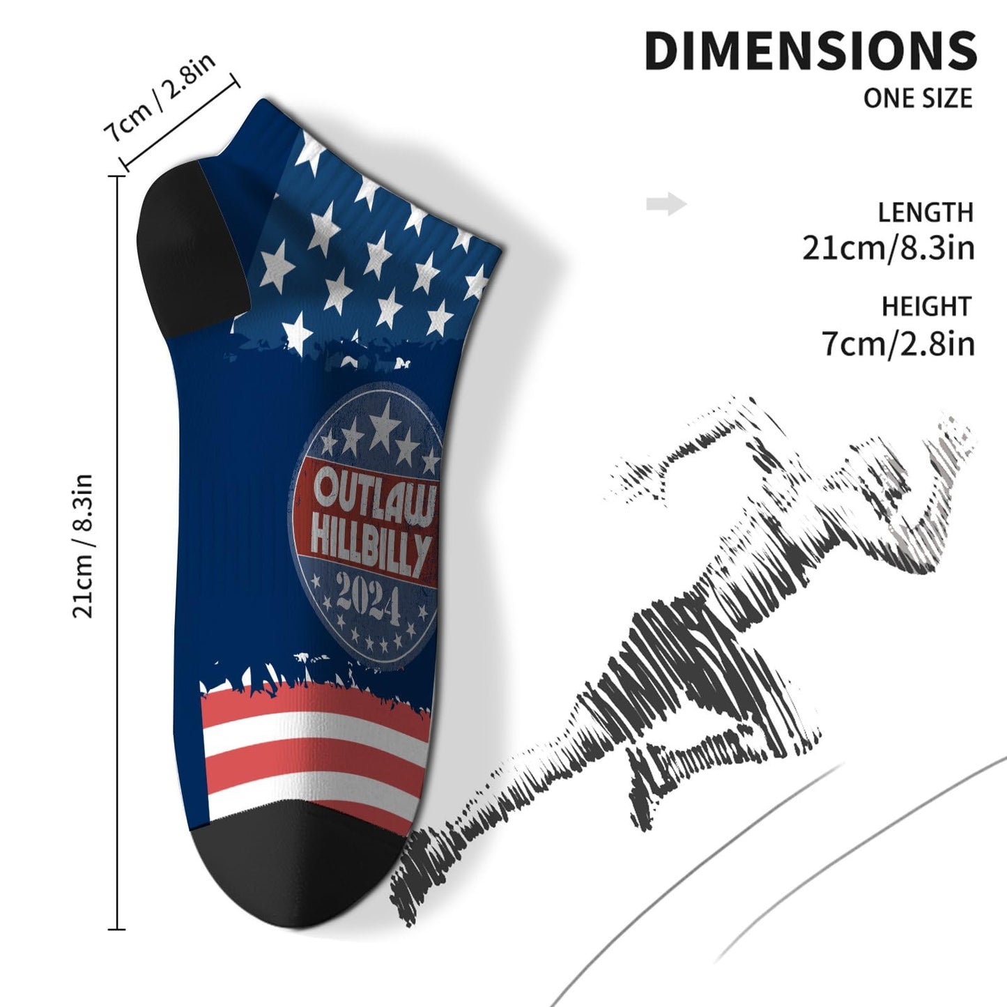 Trump Vances 2024 Outlaw Hillbilly US Flag Women Socks Ankle Low Cut Sock Men's