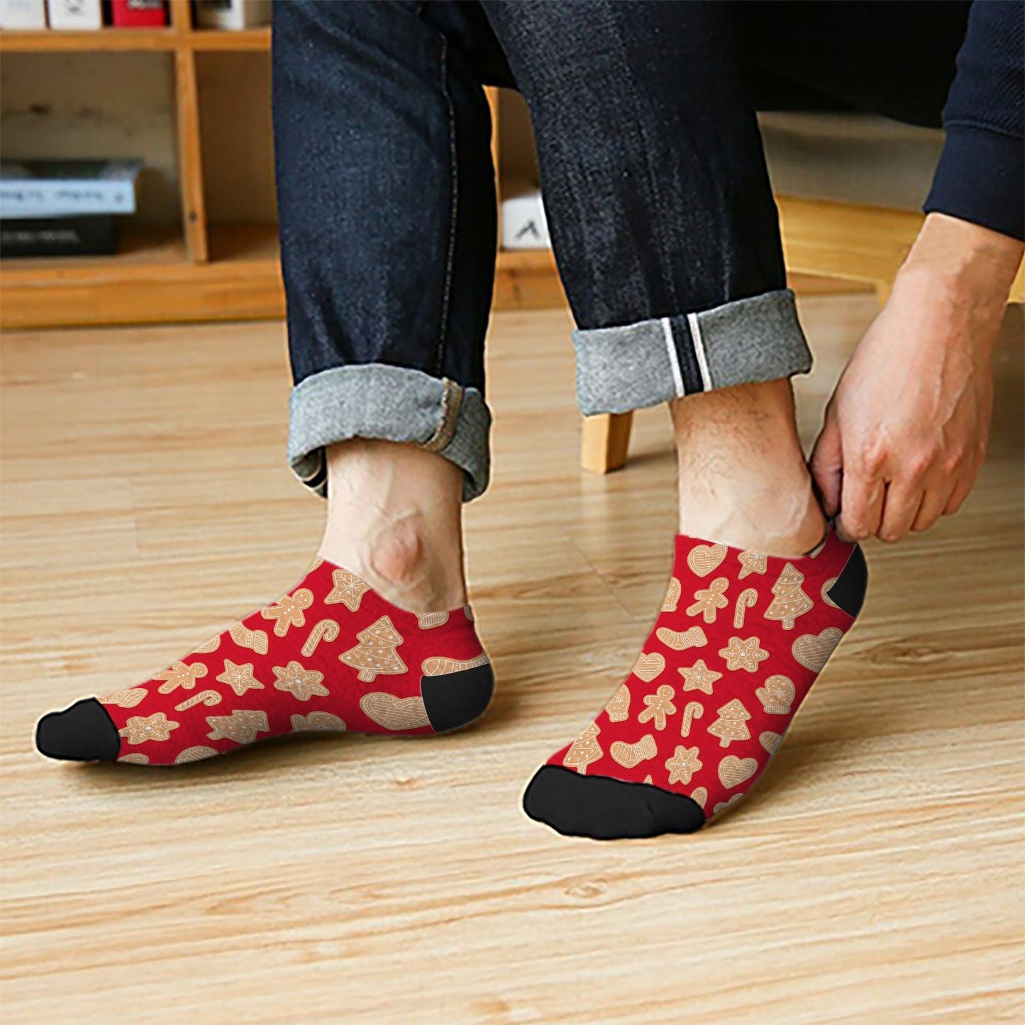 Funny Christmas Pattern Womens Cotton Socks Low Cut Socks For Men