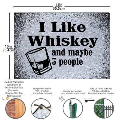 I Like Camping And Whiskey And Maybe 3 People Galvanized Bar Sign Funny Home Decor For Gaming Room One Size