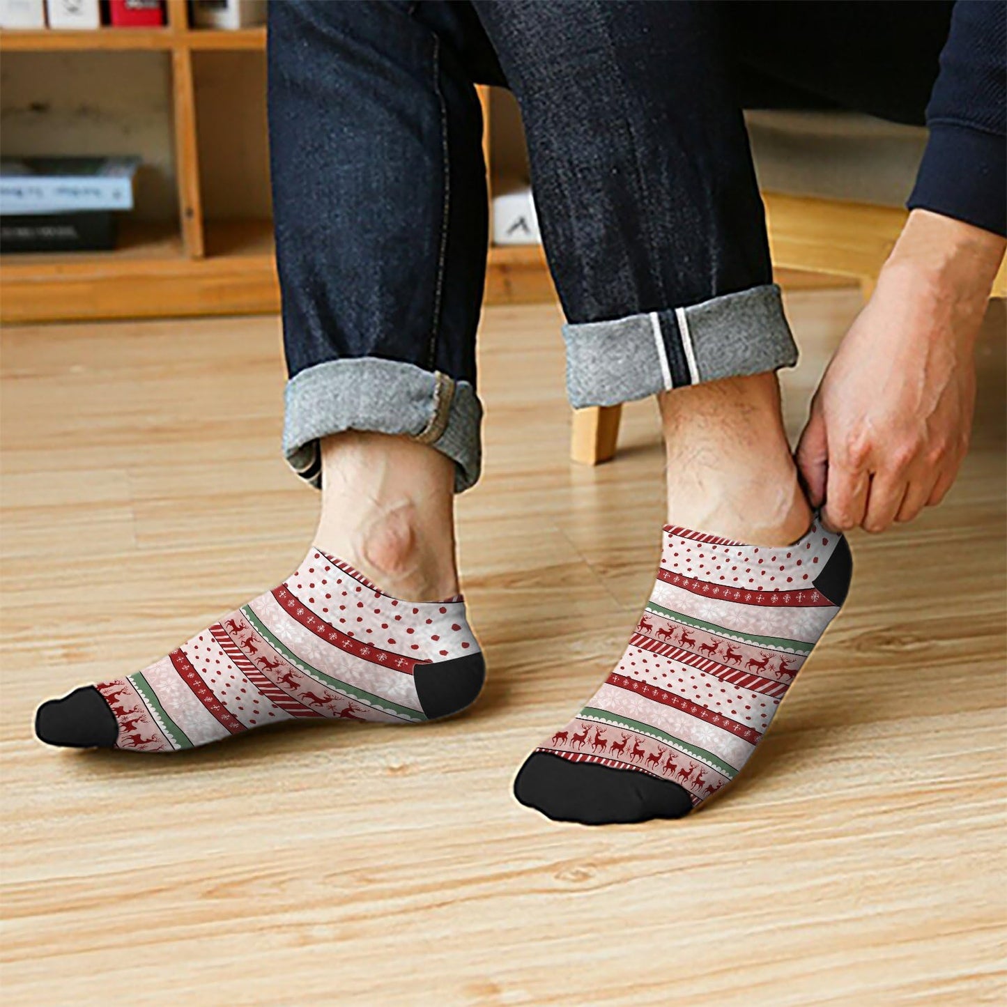 Funny Christmas Pattern Womens Cotton Socks Low Cut Socks For Men