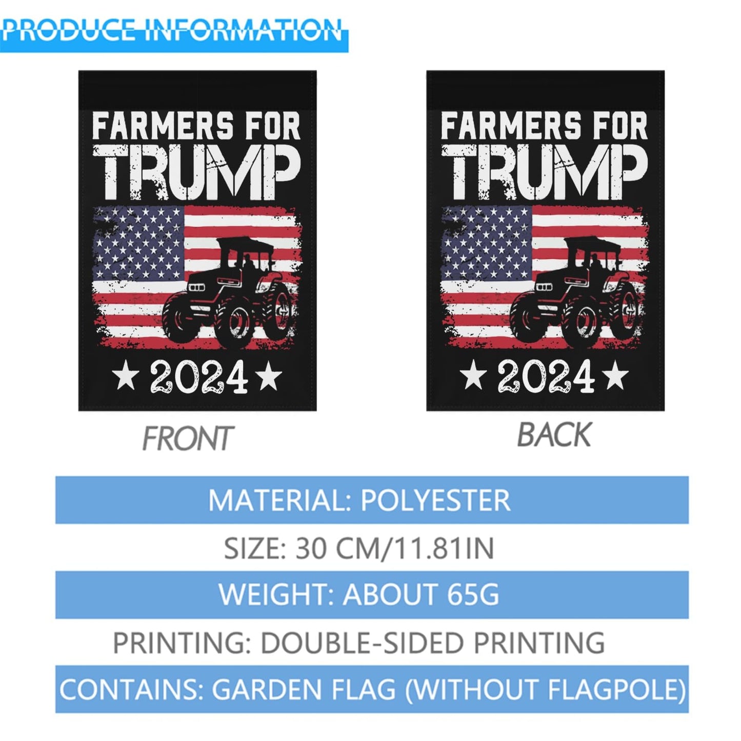 Farmers For Trump 2024 Campaign Garden Flag