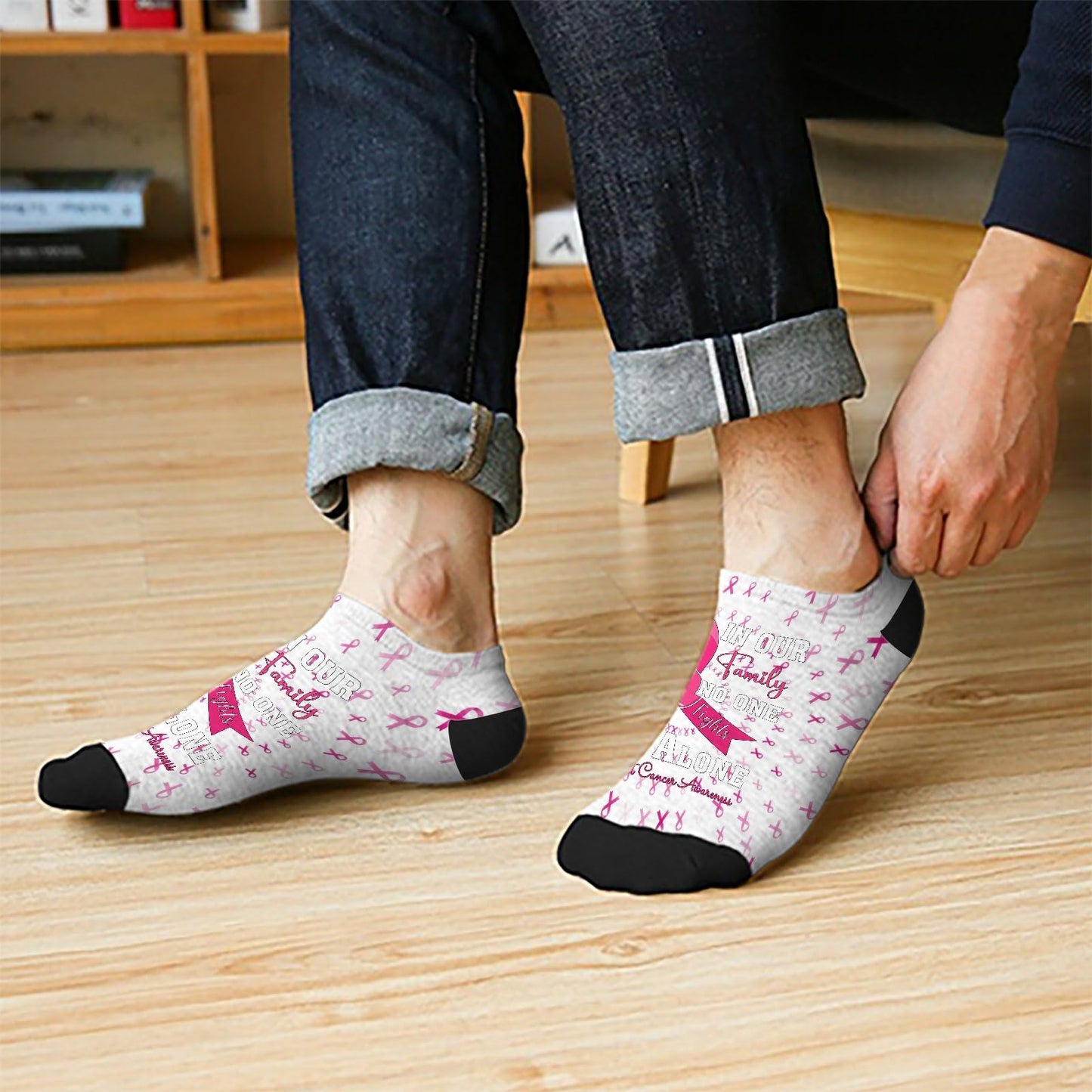 In Our Family No One Fights Alone Mens Dress Socks Cotton Socks For Women Casual For Women Socks