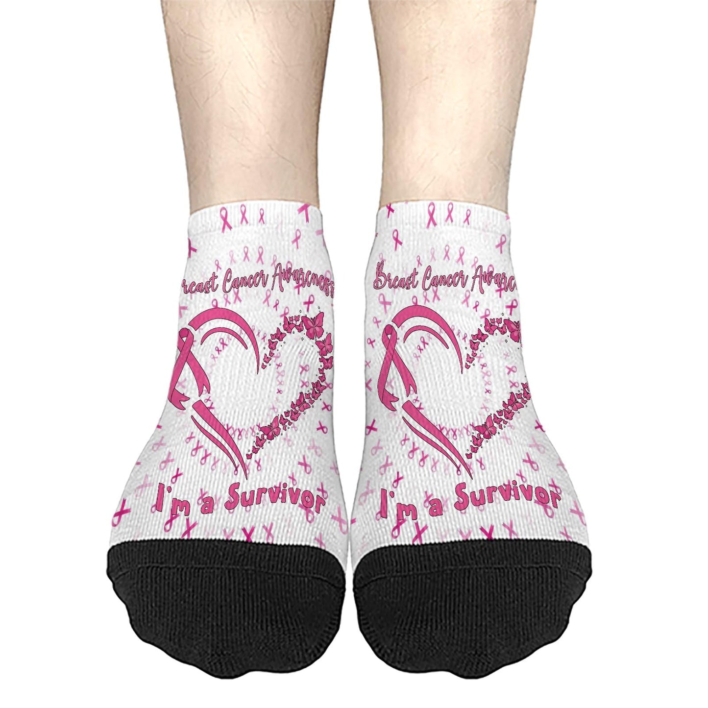 Breast Cancer Awareness Hummingbird No Show Socks Men Hidden Womens Socks