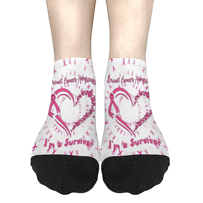 Breast Cancer Awareness Hummingbird No Show Socks Men Hidden Womens Socks