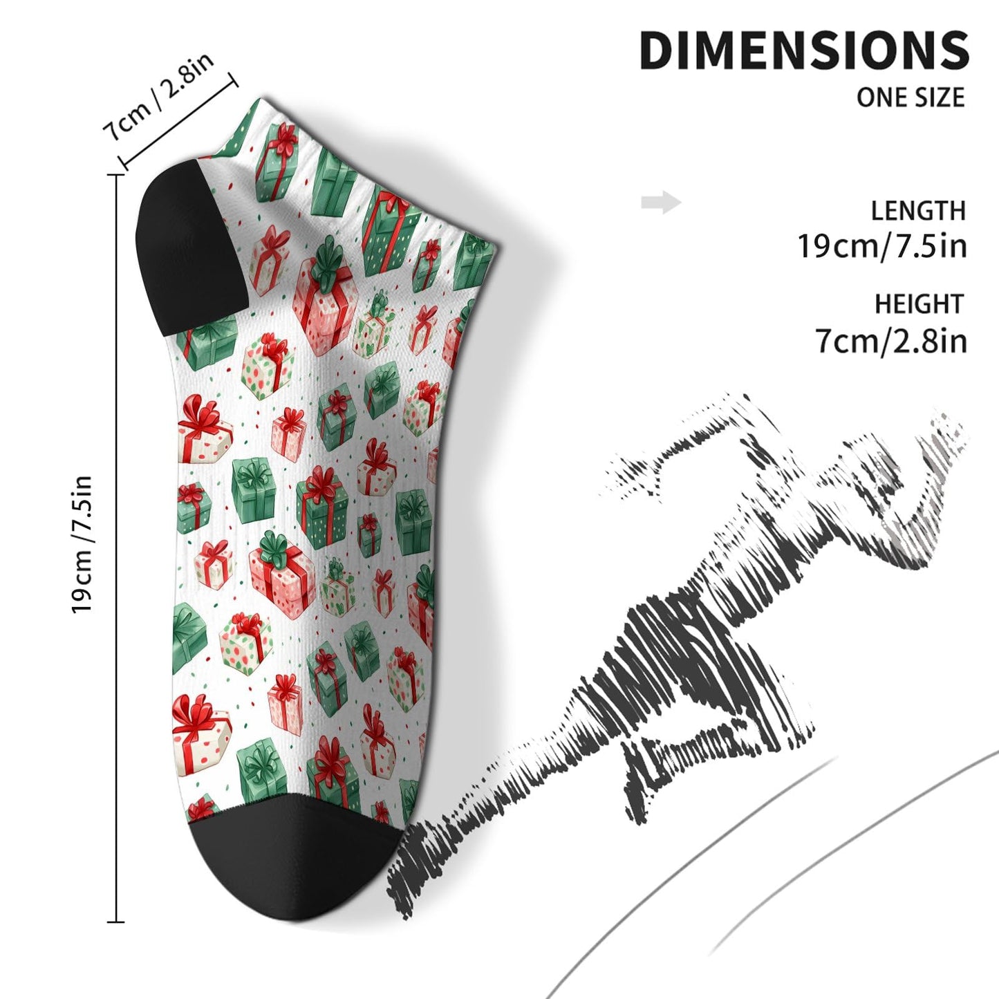 Funny Christmas Pattern No Show Socks Men Cotton Sock Mens