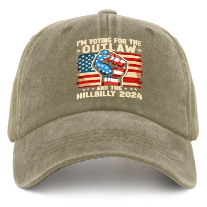 Outlaw & Hillbilly 2024 US Flag Cap - Funny Trucker Hat