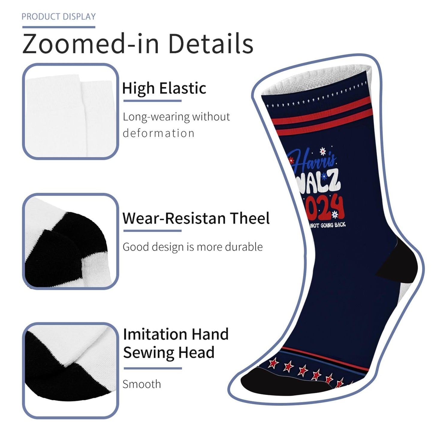 Patriotic Novelty Half Calf Socks - Colorful Crazy Design