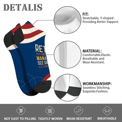 Retired Under New Management See Grandkids For Details Girls Crew Socks Casual Women's Sock