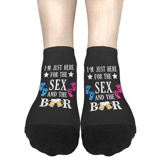 TEMLAN I'm Here Just For The Sex And The Beer Crew Socks Women Low Cut Women Sock, White