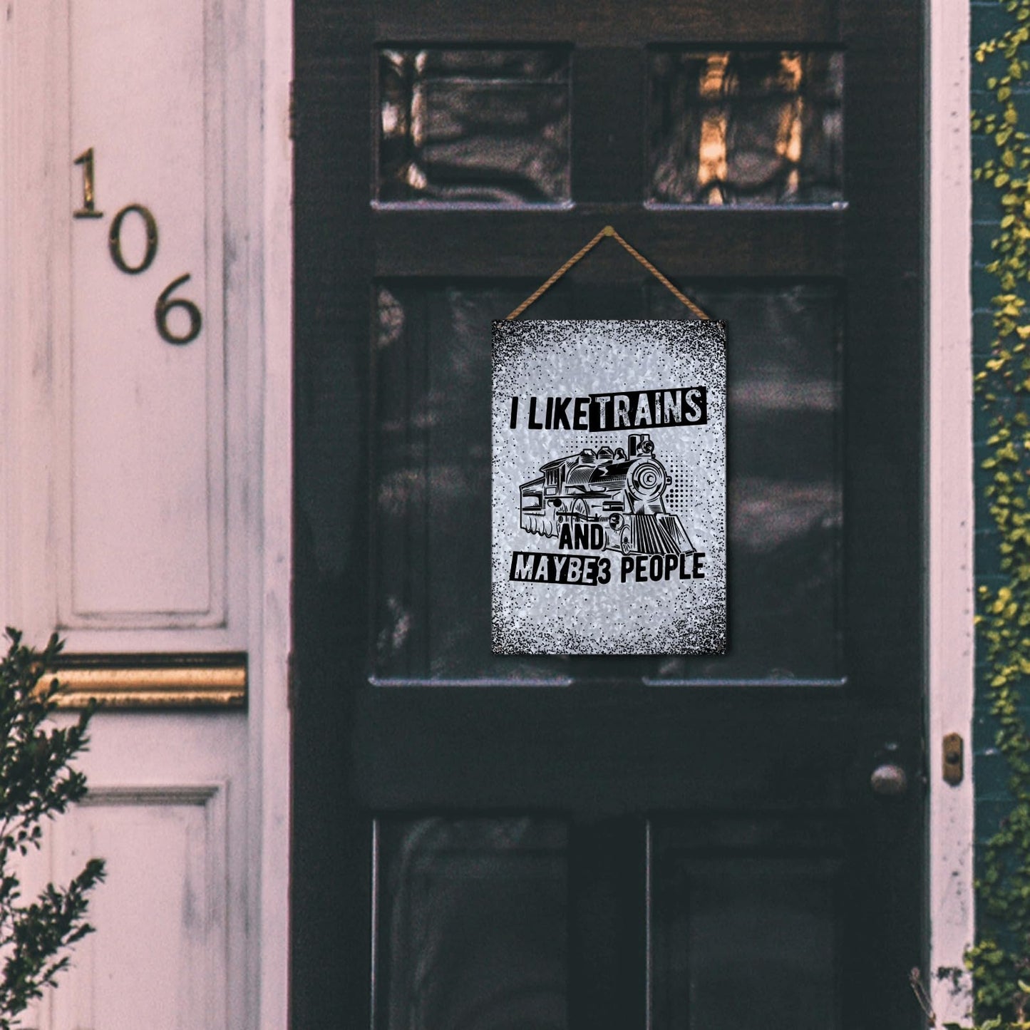 I LIKE TRAINS AND MAYBE 3 PEOPLE Galvanized Metal Sign Bathroom Decor For Home Bar One Size