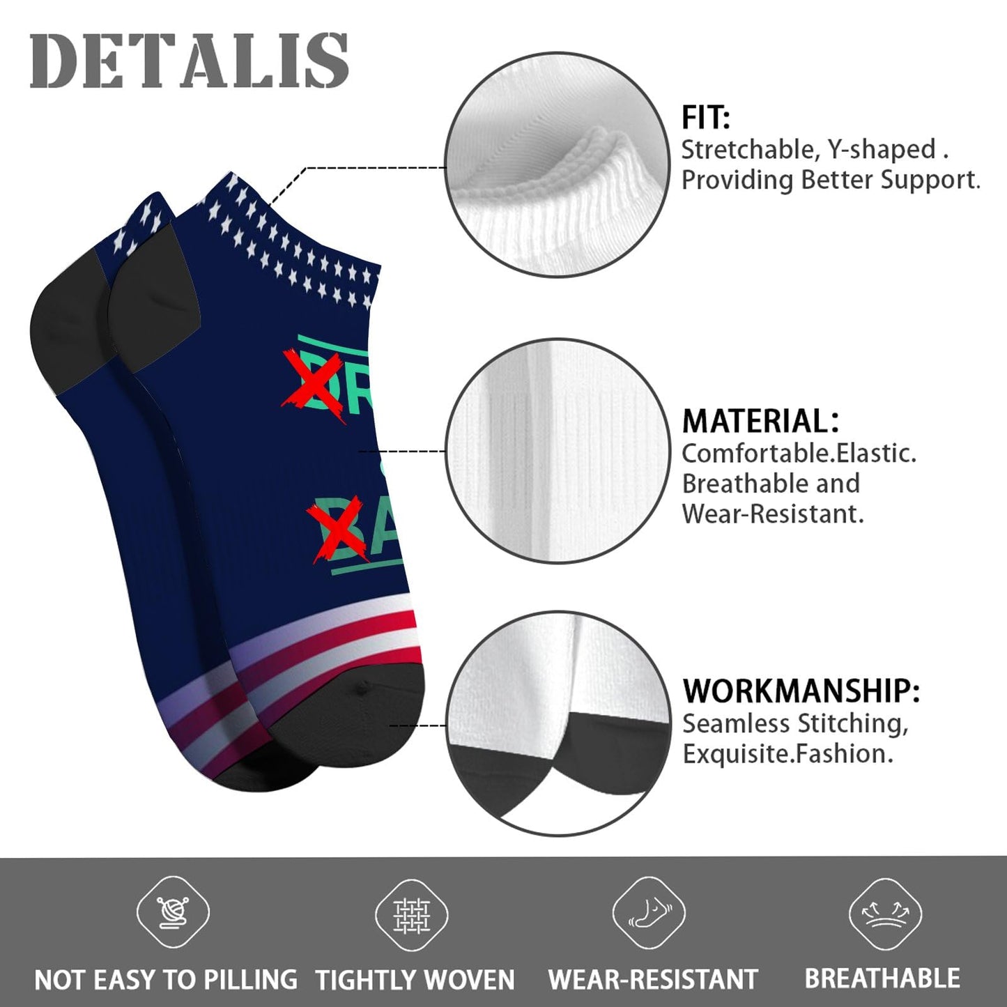 Funny Drum & Bass Men's Athletic Dress Socks