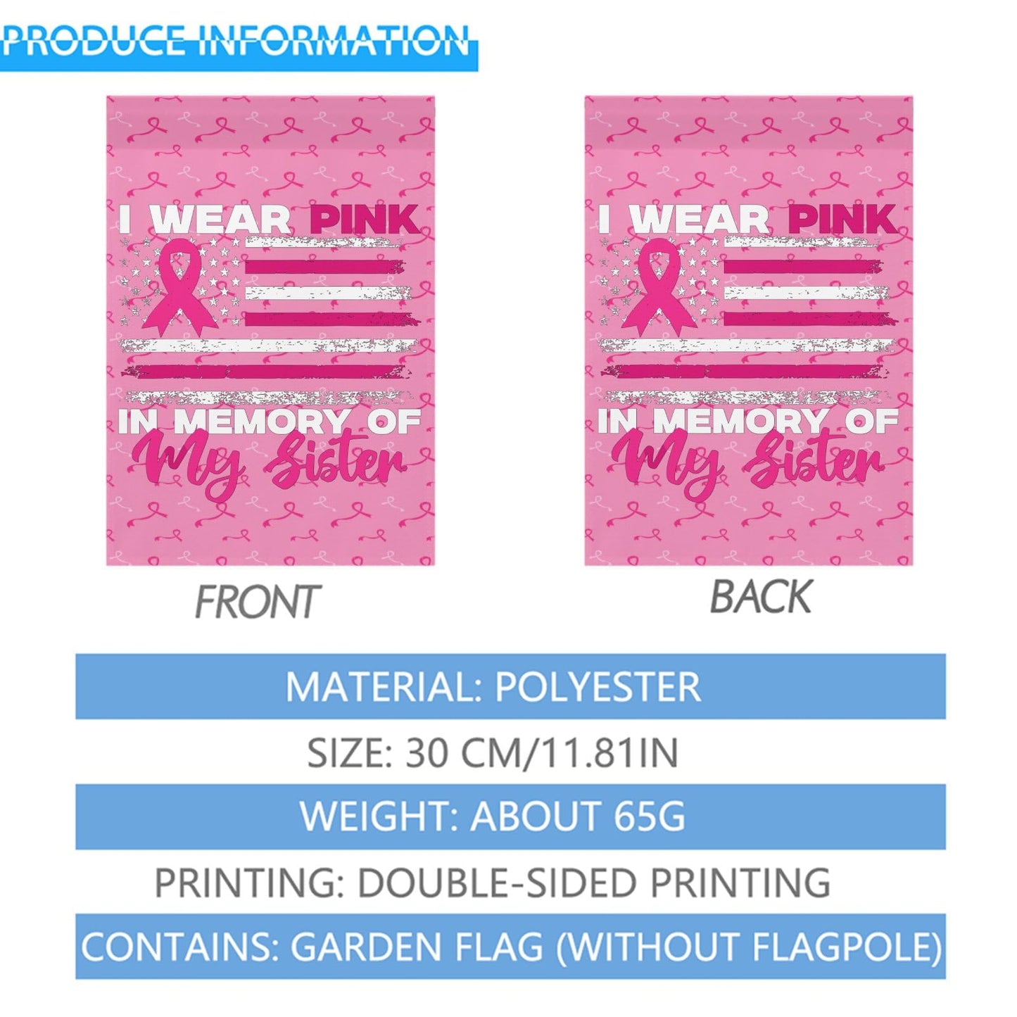 Breast Cancer Awareness Garden Flags - Double Sided Vintage Design