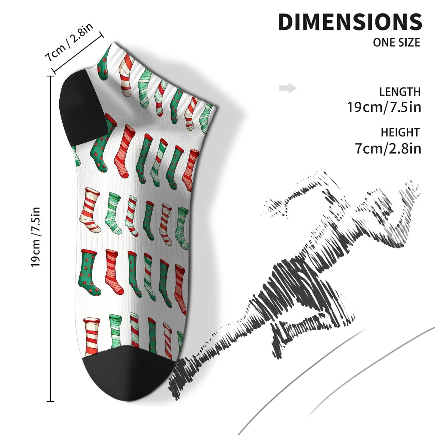 Funny Christmas Pattern No Show Socks Men Cotton Sock Mens