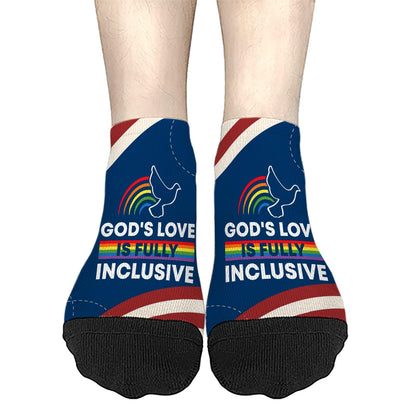 God's Love Is Fully Inclusive Rainbow Saying Womens Socks Ankle Athletic Women Socks